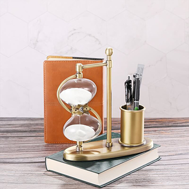  Pen Holder Brass Hourglass
