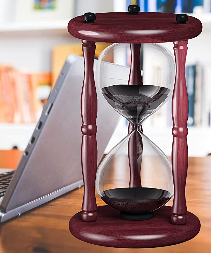 Wooden hourglass sand timer