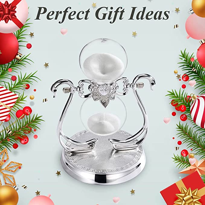 Silver swan hour glass sand timer