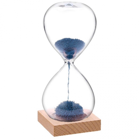 Wood base magnetic hourglass