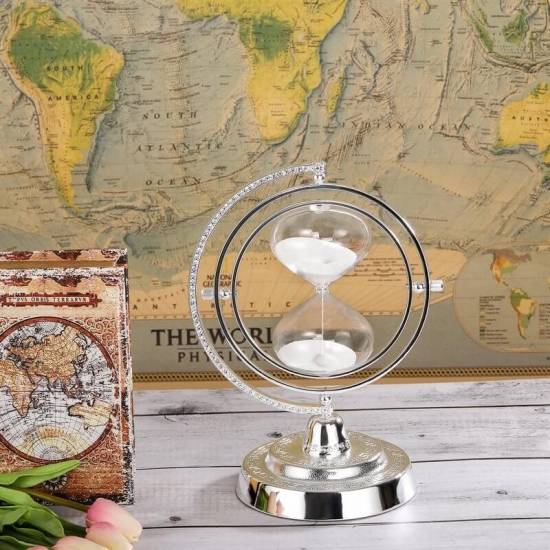 Silver globe hourglass