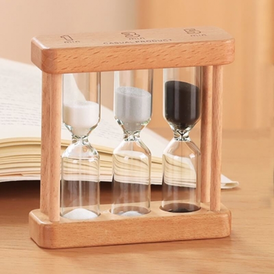 Wooden frame hourglass clock